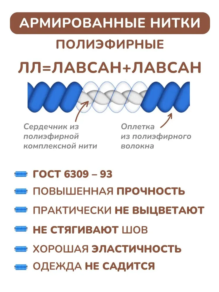 Нитки синие 45лл 400м 2шт., 400 м, 2 шт, фото 5