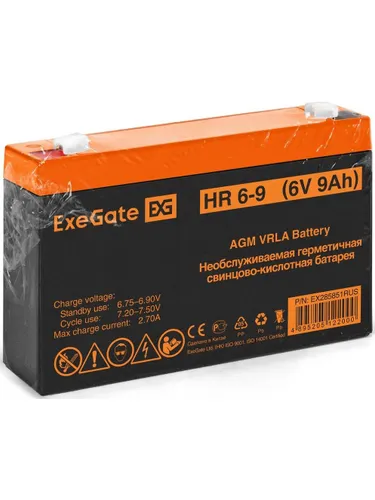 Exegate EX285851RUS Аккумуляторная батарея HR 6-9 (6V 9Ah 634W, клеммы F1)