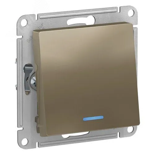 ATN000563 - AtlasDesign 1-клавишный ПЕРЕКЛЮЧАТЕЛЬ с подсветкой, схема 6а, 10АХ, механизм, ШАМПАНЬ