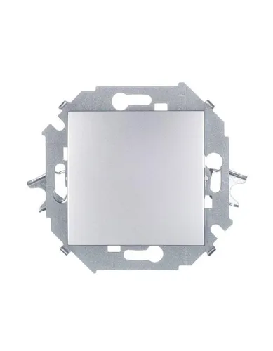 Переключатель Simon 15 проходной одноклавишный встраиваемый алюминий серый 1591201-033