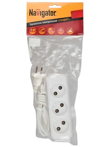Удлинитель бытовой 3гн 5м без заземления ШВВП 2x0,75мм2 6А Navigator