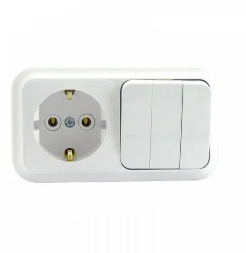 Блок (роз. 16А + 3 кл. выкл. 10А) ОУ бел. (земля)