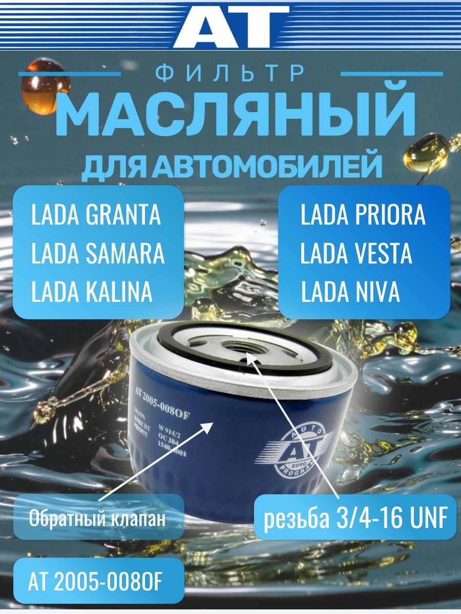 Фильтр масляный для Лада Гранта Granta, Приора PRIORA, Датсун Datsun, Калина KALINA, LADA SAMARA, 21080-1012005-08