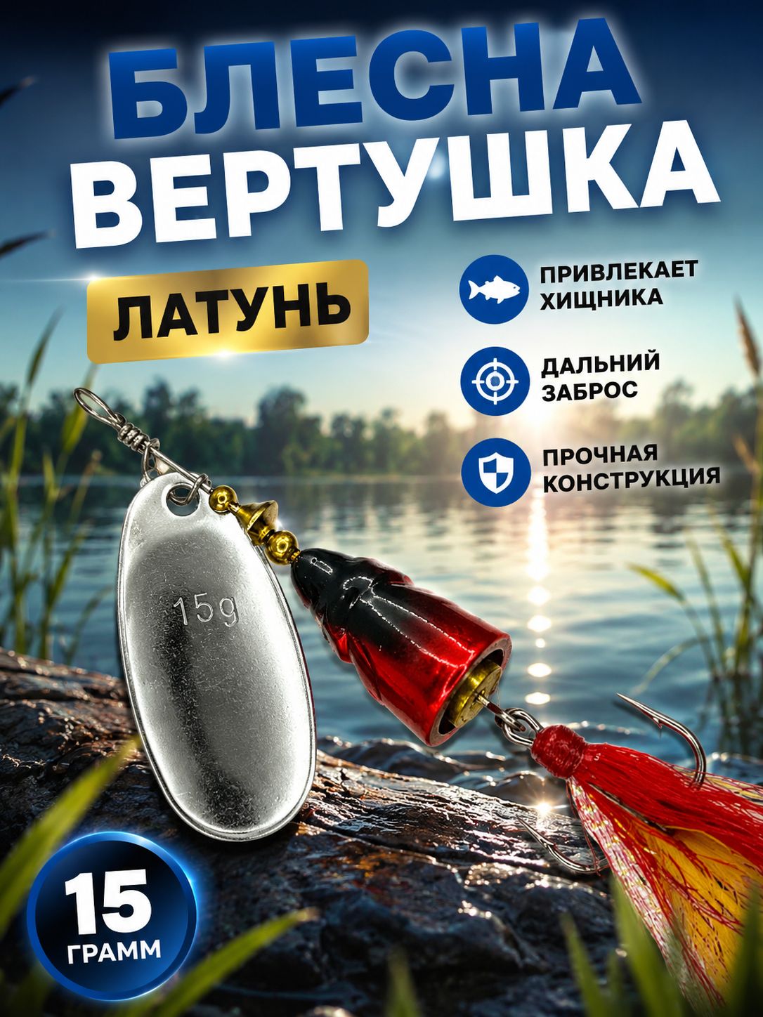 Блесна вертушка на щуку, судака 15 гр.