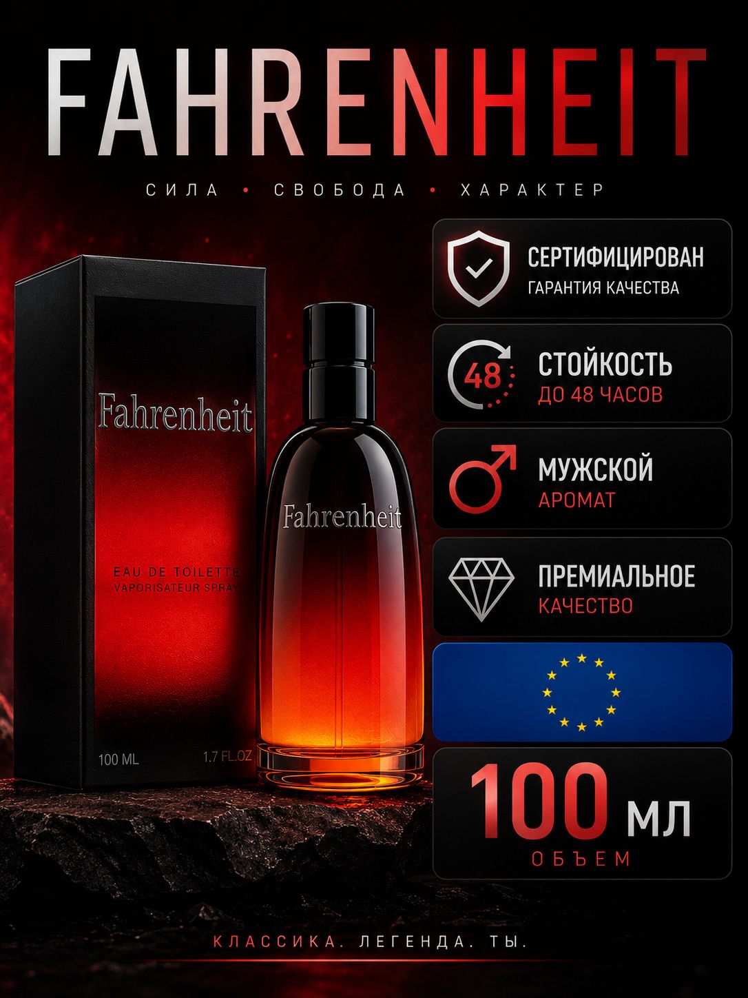 Туалетная вода Fahrenheit 100мл/ Духи Fahrenheit ( Парфюм
