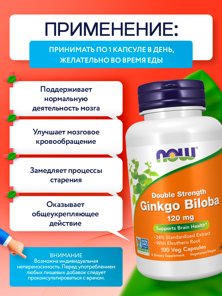 Now, GINKGO BILOBA 120mg  100 VCAPS