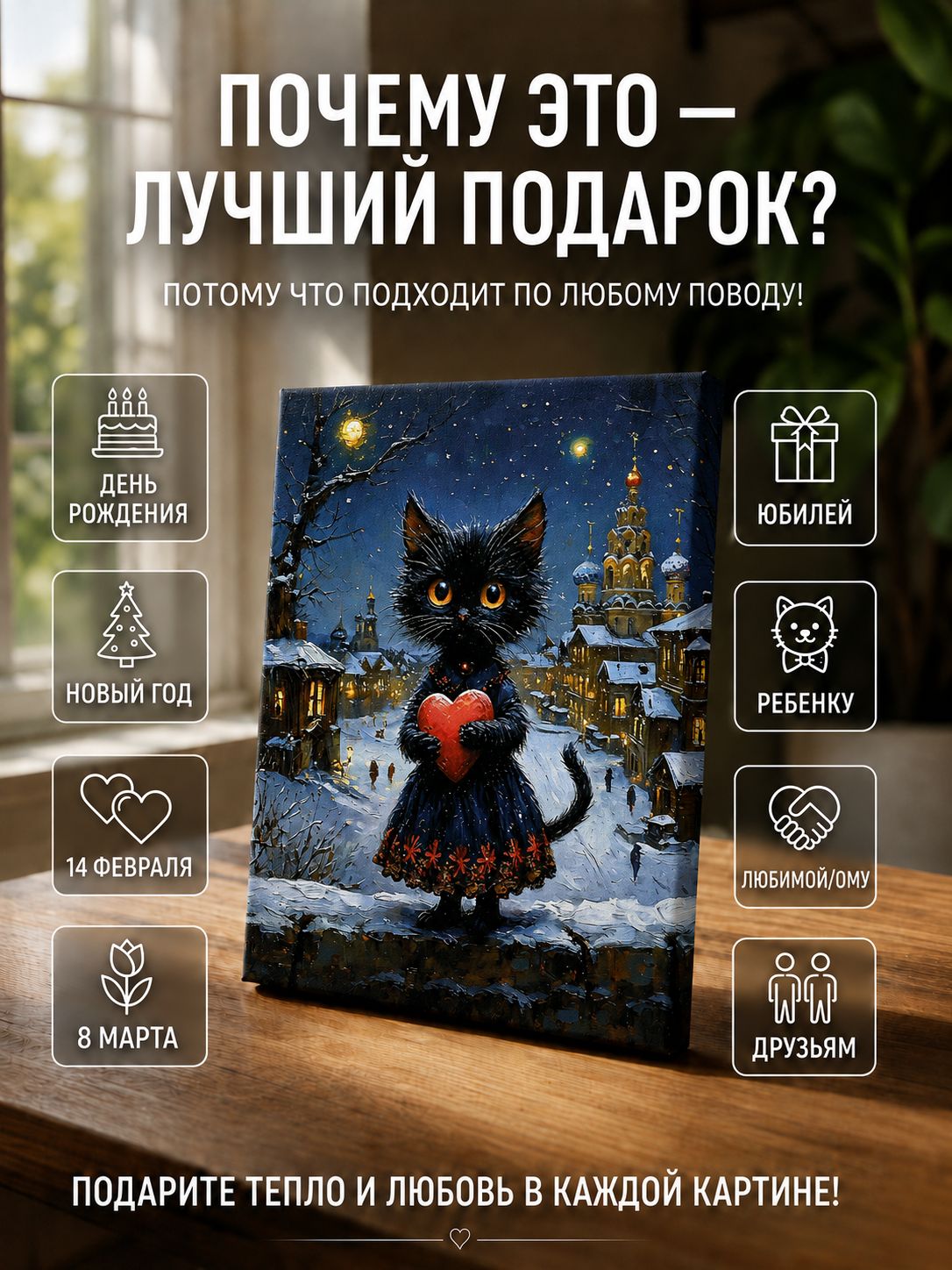 Новогодняя кошечка с сердечком