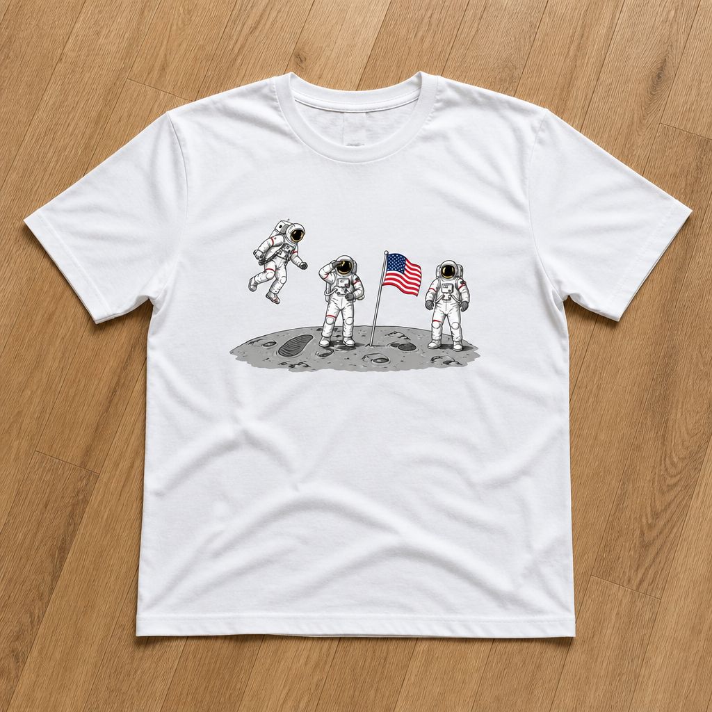 Футболка bape Moon Landing Tee белого цвета