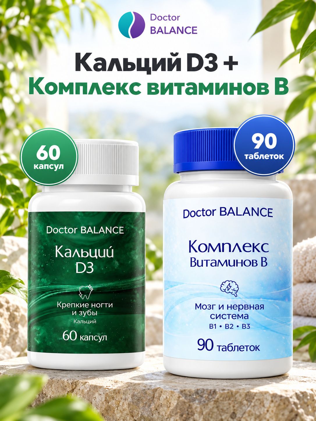 Набор Doctor Balance: B-комплекс Актив Форте 90 + Кальций с витамином D3 60