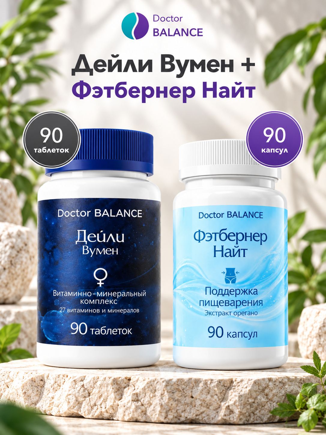 Набор Doctor Balance: Витамины для женщин Дейли Вумен 90 + Фэтбернер Найт 90
