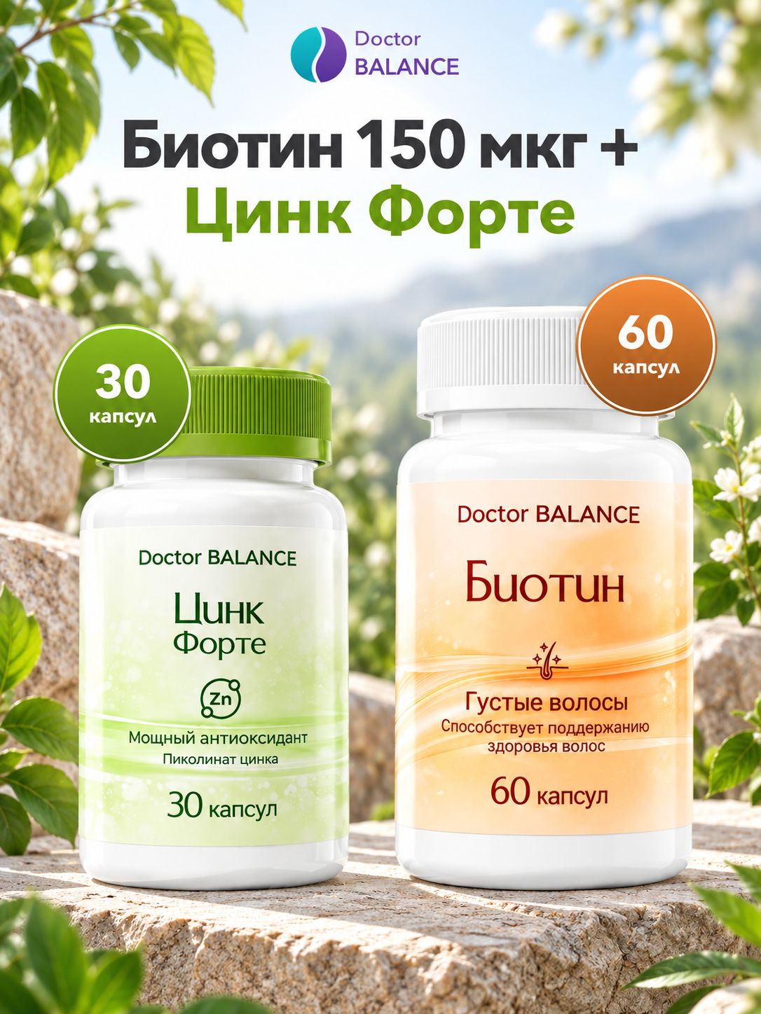 Набор Doctor Balance: Биотин 150 мкг 60 + Пиколинат цинка 30