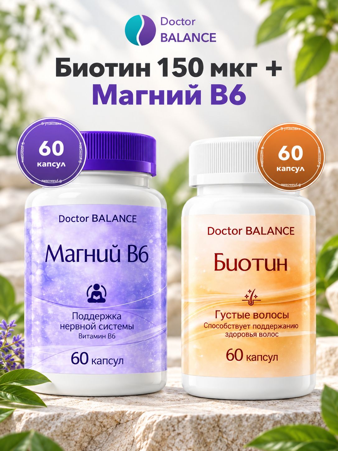 Набор Doctor Balance: Биотин 150 мкг 60 + Магний B6 Капс 60