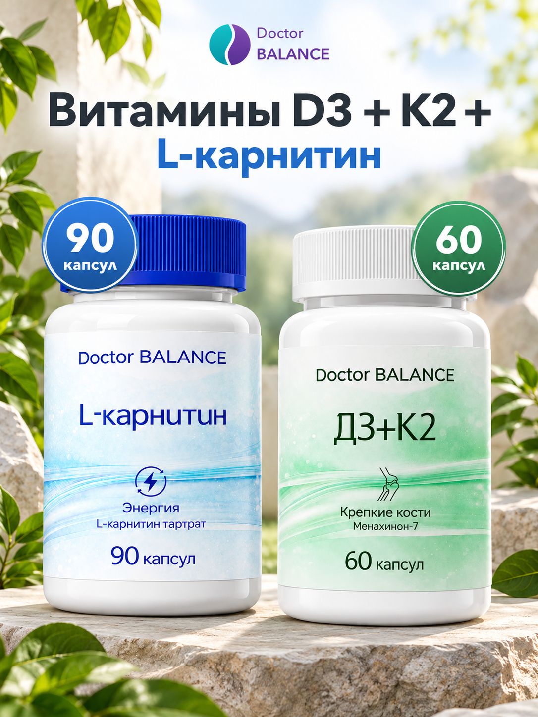 Набор Doctor Balance: Витамины D3 + K2 60 + L-карнитин 90
