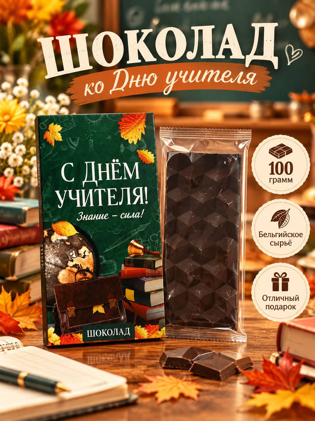 Шоколад подарочный "С днём учителя", 100 гр.