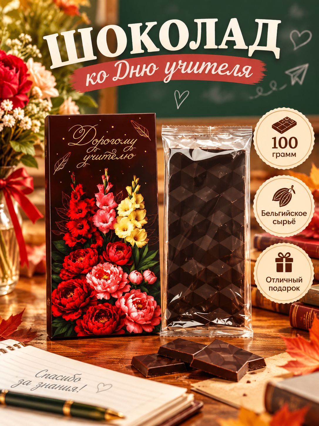 Шоколад подарочный "Дорогому учителю", 100 гр.