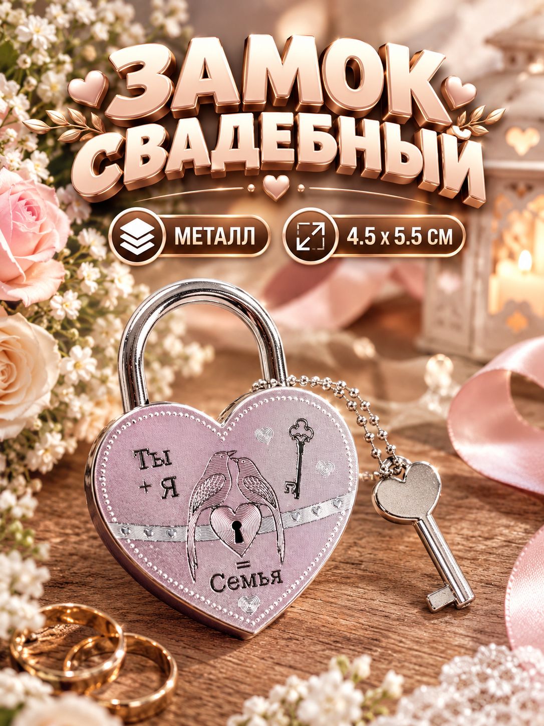 Замок свадебный, сердце