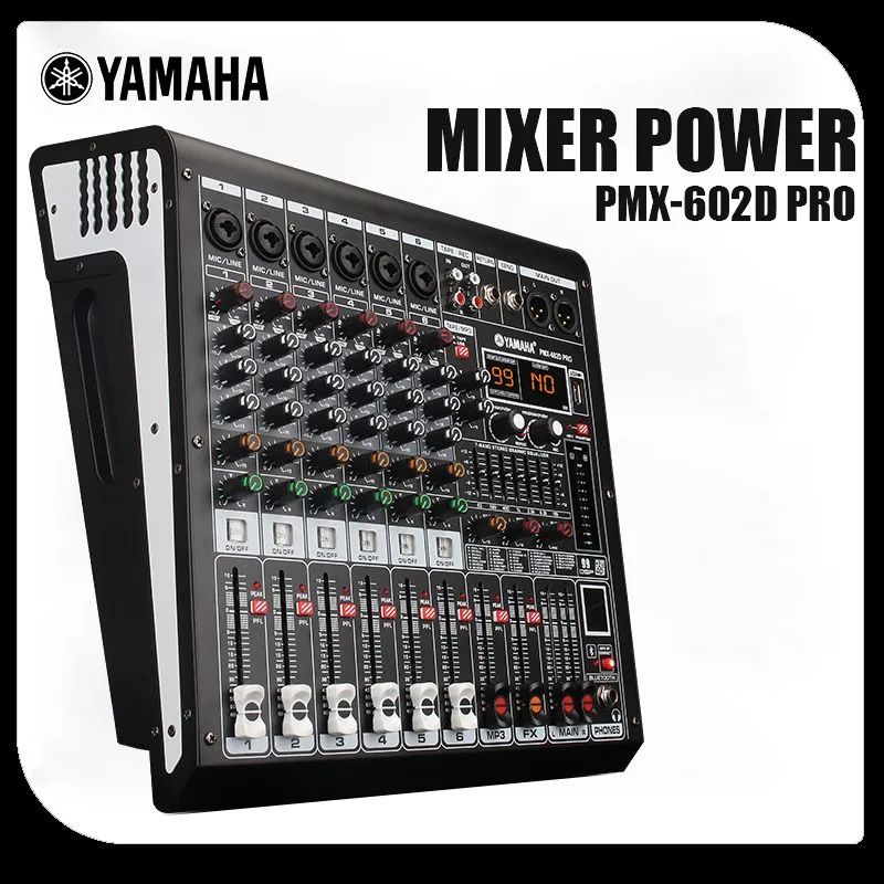 YamahaPMX602D-PROПрофессиональныймиксерс99эффектами(USB,LEDдисплей)Подходитдлябарадиджея,сценическогошоу,местасвадьбы