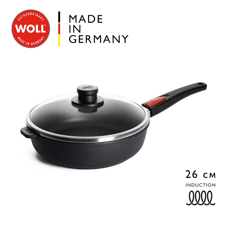 СковородалитаяWOLL(Германия)серияDiamondTitanBestInductionдляиндукционныхплит,h-7см,d-26см,3,0лсжаропрочнойкрышкой(съемнаяручка)