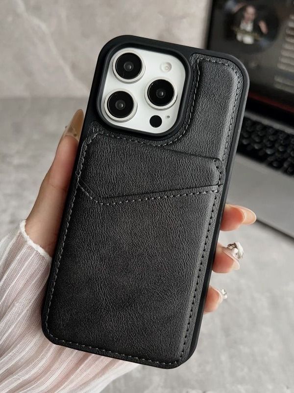 智能手机壳 用于 Apple iPhone 11, 人造皮革, 黑色