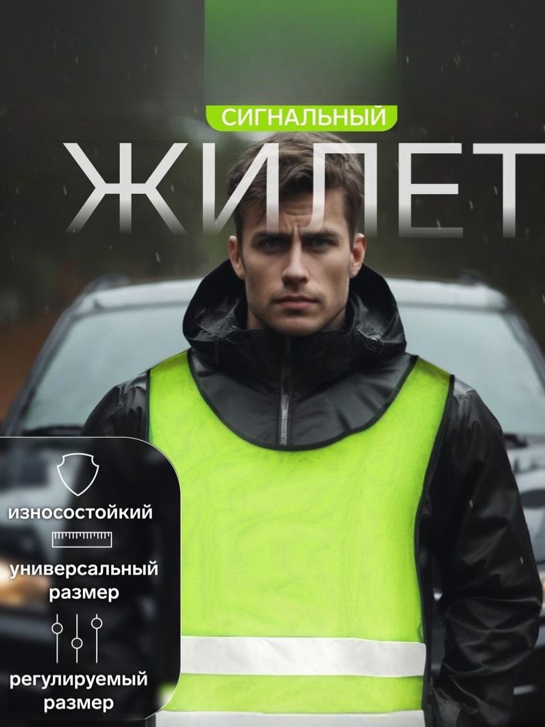 Светоотражающий жилет салатовый, 58 50 см