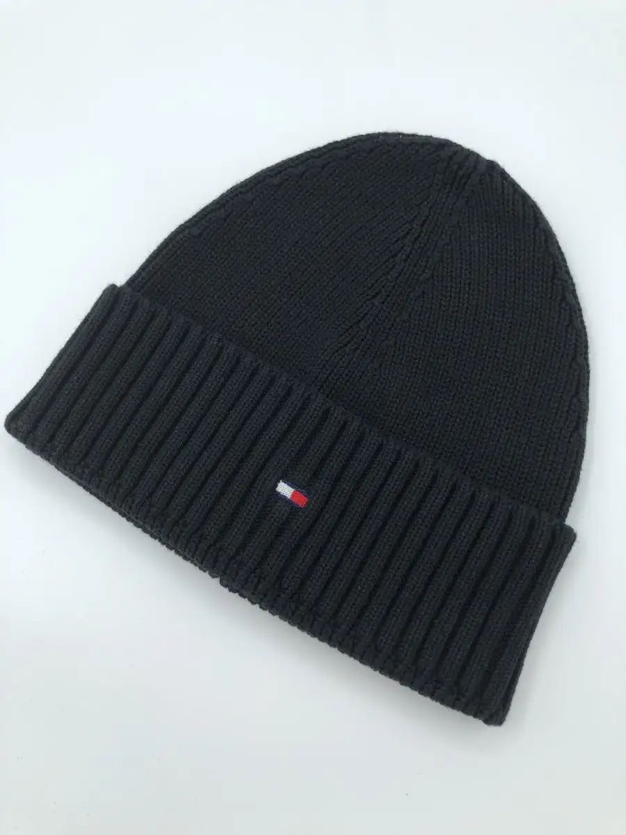 ШапкабиниTommyHilfigerмужскаяосенняябинивязанаясотворотом