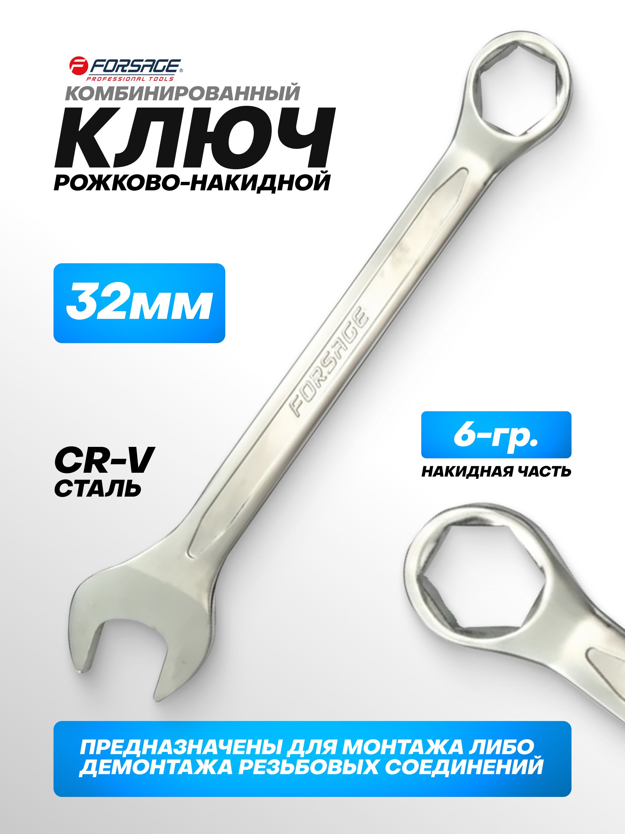 Ключ комбинированный 32*32 мм эксперт (КЗСМИ)