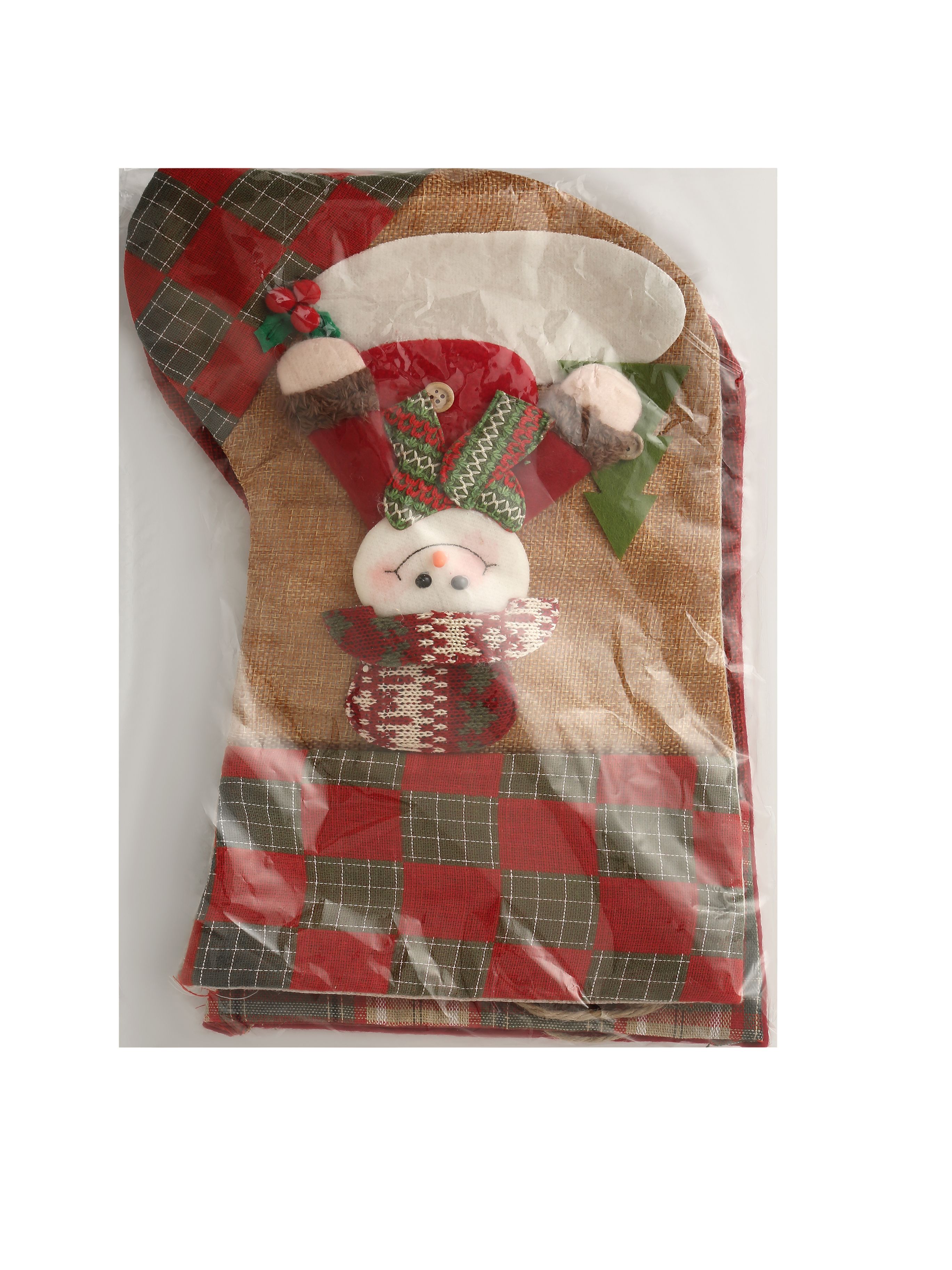 Новогодние носки Снеговик+Санта-Клаус в уп/2 штук 23*35CM Китай