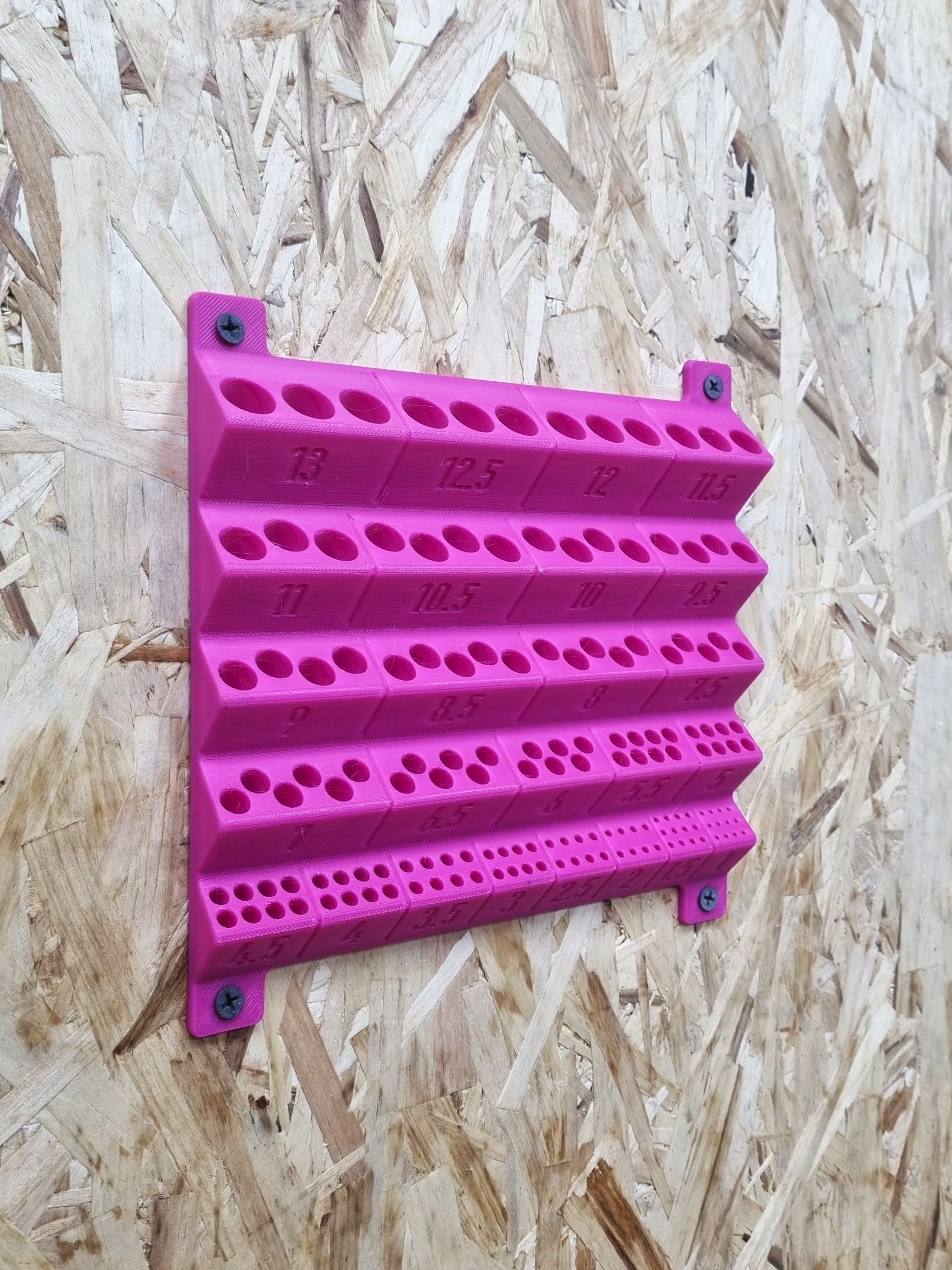 Органайзердлясверл1-13мм,держательдлясверлнастенный,подставка,розовый