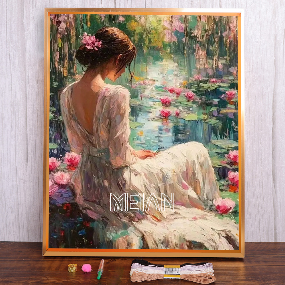 MEIAN Набор для вышивания,30x40CM,Чистый холст с сеткой 11CT,40 цветов ...