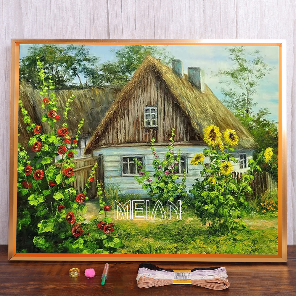 MEIAN Набор для вышивания,30x40CM,Чистый холст с сеткой 11CT,40 цветов ...