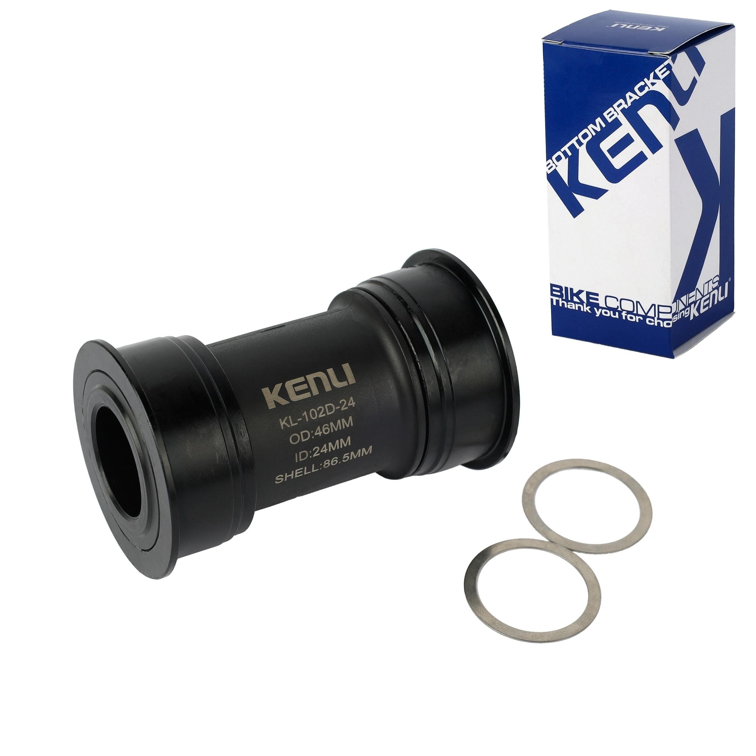 Каретка Press Fit KENLI KL-102D-24, 68/73/86,5 мм, под ось 24 мм, промподшипники, алюминий