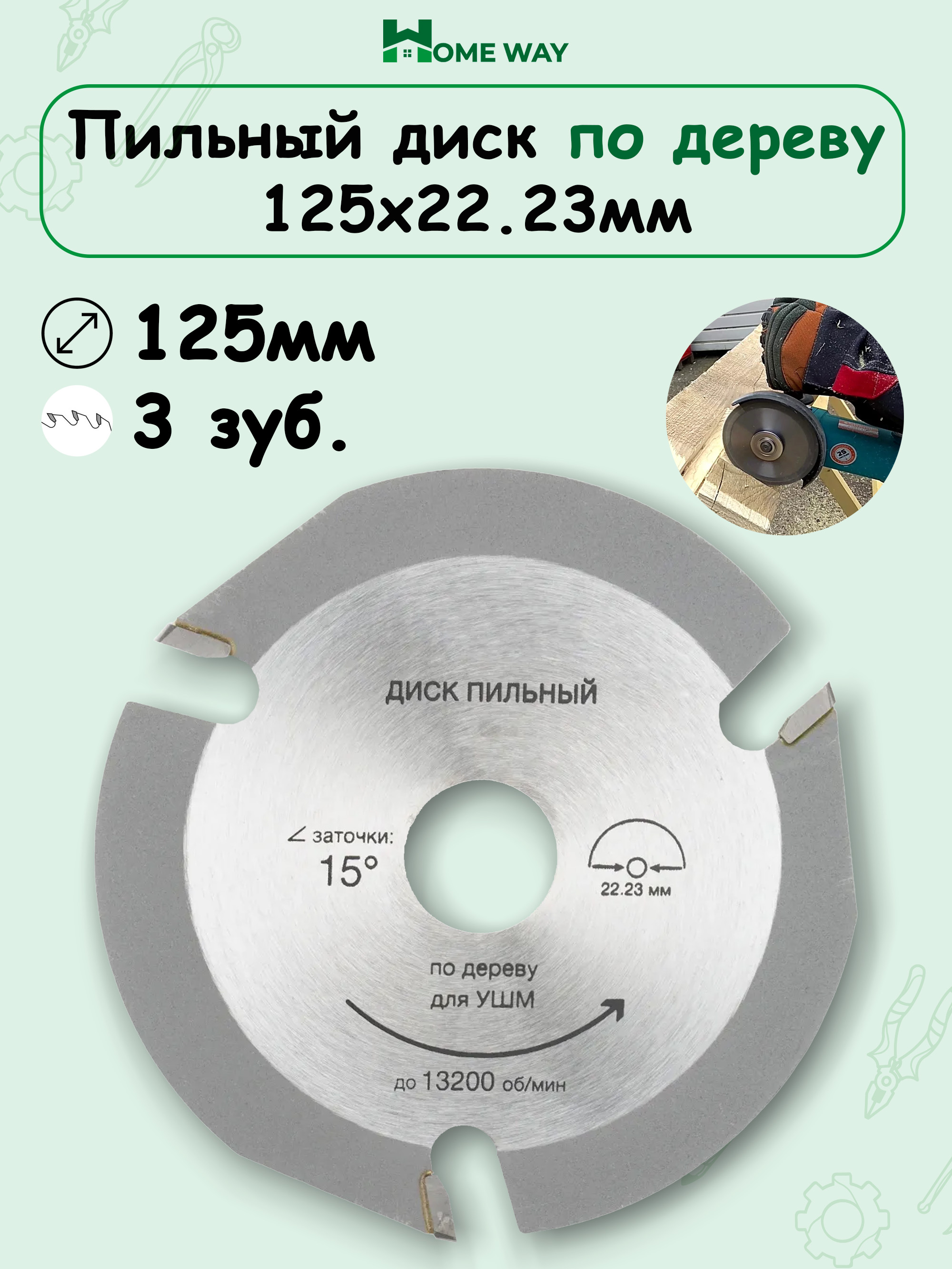 HomeWayДискпильный125x2x22.23;3зуб.;3