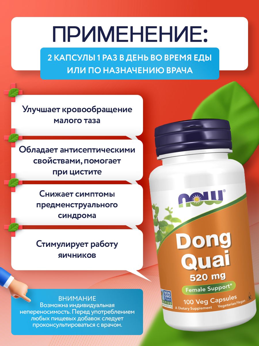 Now, DONG QUAI 520mg  100 VCAPS