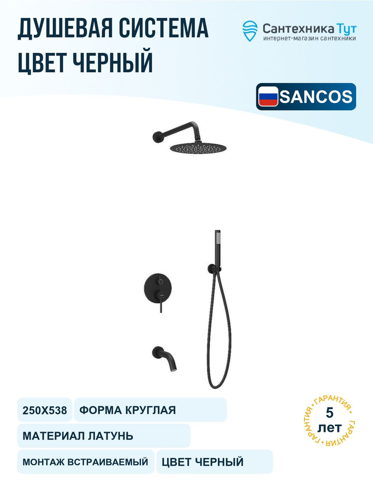 Душевая система Sancos Select SC3004MB Черная матовая #1