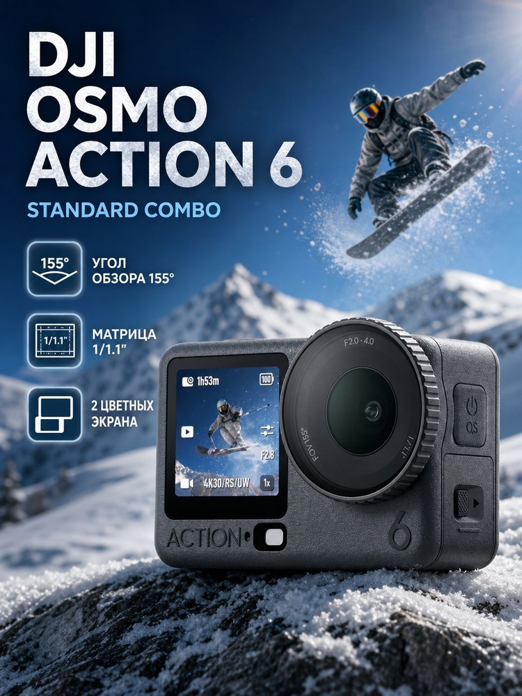 Экшн-камера Dji Osmo Action 6 Standard Combo, черный, серый #1