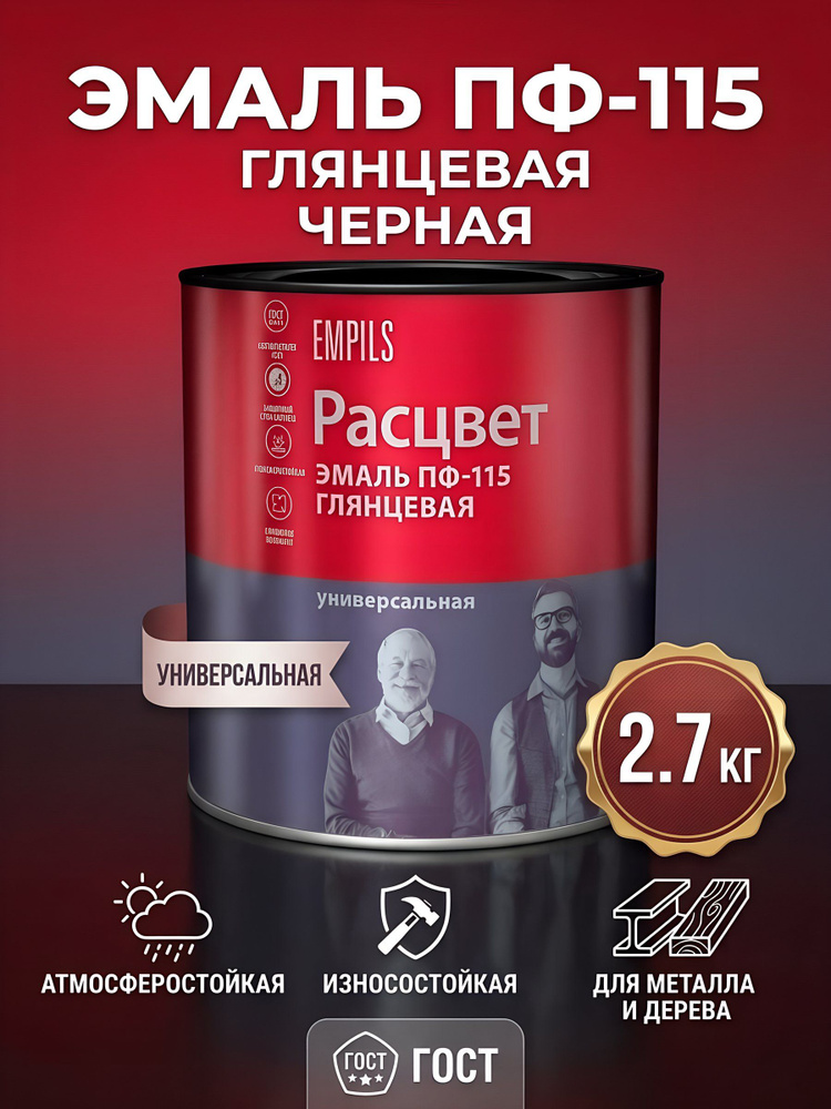 Эмаль ПФ-115 Расцвет глянцевая черная, 2.7 кг #1