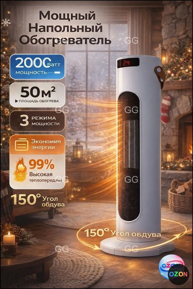 Тепловентилятор напольный для дома, 2000вт, 50кв.мТепловентилятор Тепловентилятор #1