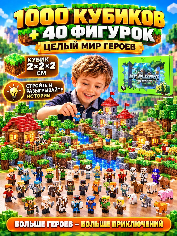 Minecraft Mgnet Minecraft Magnetic Building Blocks DIY 1000 предметов, 40 мини-фигурок ...