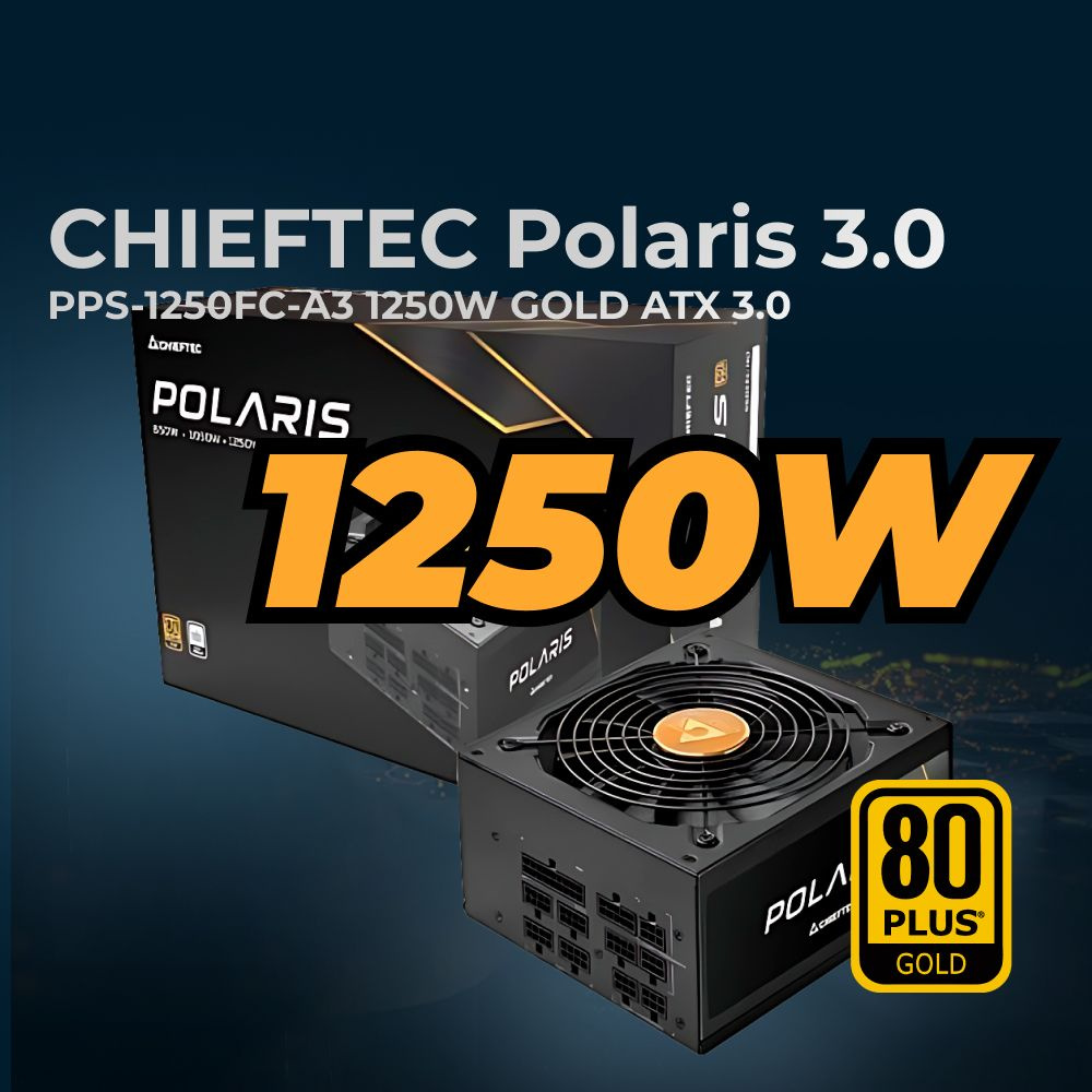 Блок питания для ПК ATX Chieftec Polaris 3.0 PPS-1250FC-A3 (3.0, 1250W, 80  PLUS GOLD, Active PFC, 135mm fan, Full Cable Management, Gen5 PCIe) Retail  - купить с доставкой по выгодным ценам в