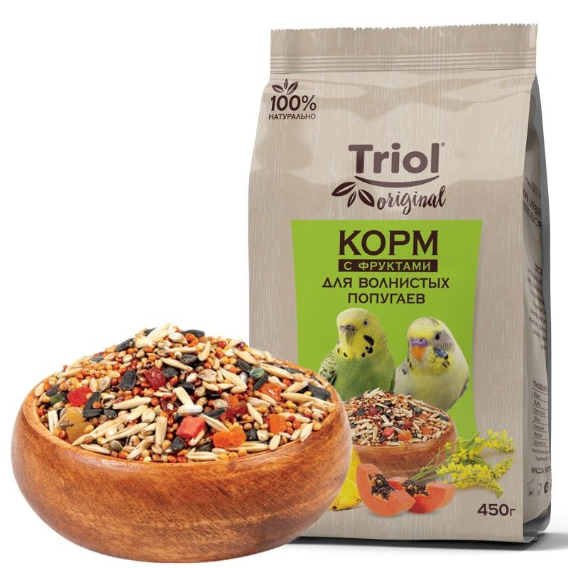 Корм зерновой Triol Original для волнистых попугаев с фруктами, 450г #1