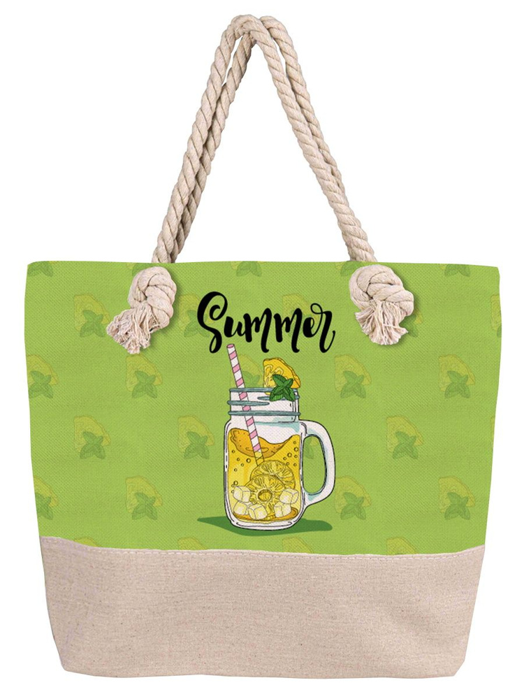 Сумка пляжная "Лимонад", сумка-шоппер женская через плечо, шопер, для пляжа  #1