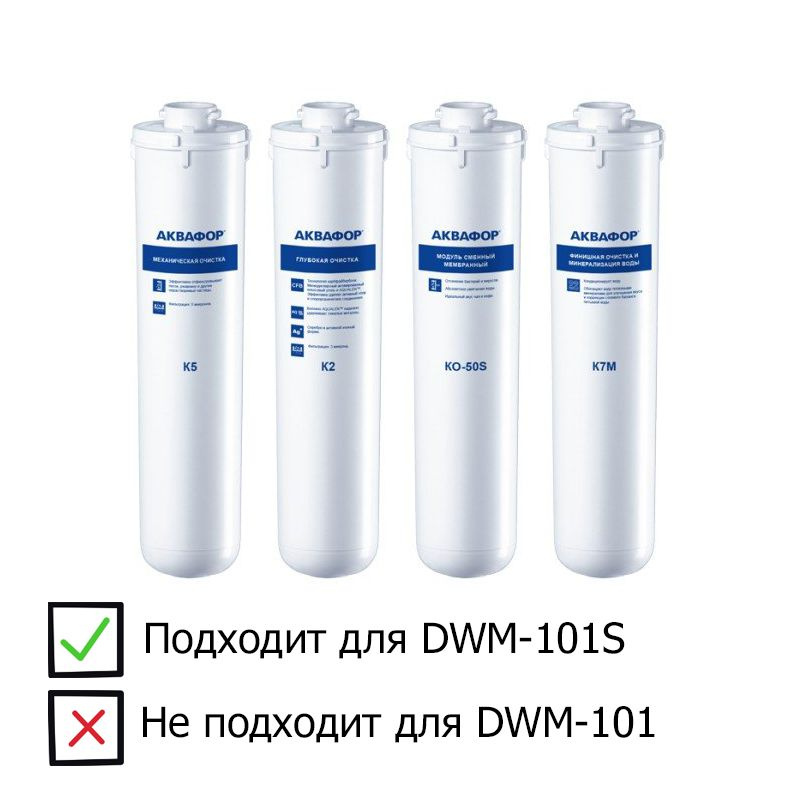 Комплект сменных модулей для Аквафор DWM-101S ( К5-К2-КО-50S-К7М )  #1