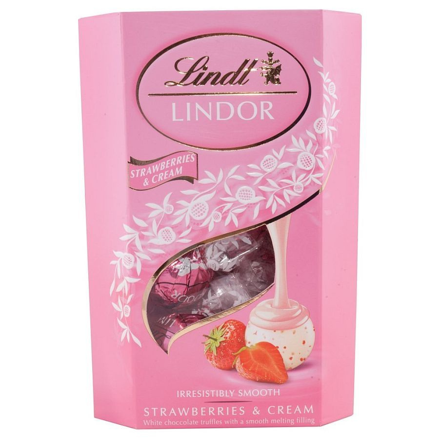 Lindt Конфеты из белого шоколада с клубникой и сливками, Линдт LINDOR, 200гр (Италия)  #1