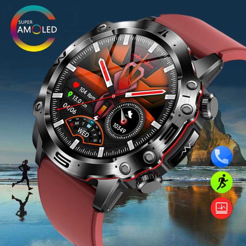 SACOSDING Умные часы Apollo-008r Pro-G, 46mm, Красный кремний #1