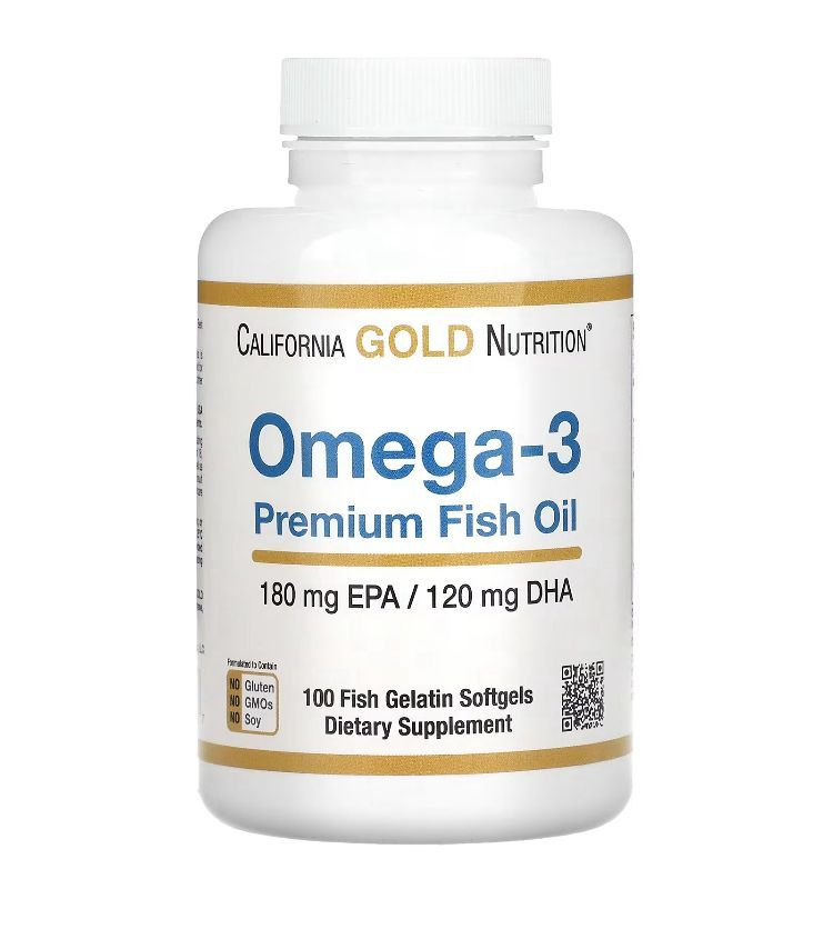 Омега-3, рыбий жир премиального качества, California Gold Nutrition, 100 капсул из рыбьего желатина  #1