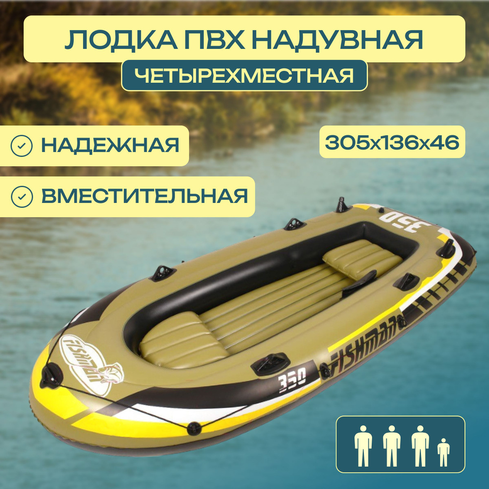 Лодка надувная для рыбалки Jilong Fishman 350 Set / 07209-1, пвх, зеленая -  купить по выгодной цене в интернет-магазине OZON (318978980)