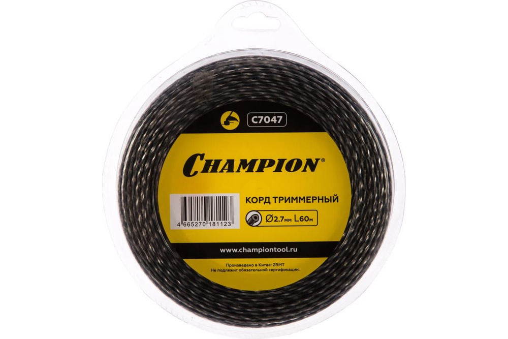 Леска для триммера Корд трим.CHAMPION C7047 Tri-twist 2.7мм*60м ...