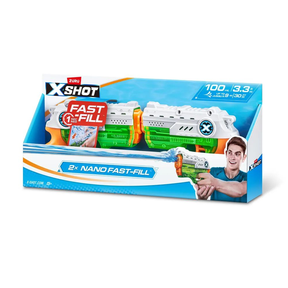 Водное оружие Бластер ZURU X-Shot Water NANO FAST-FILL 2 шт - купить с  доставкой по выгодным ценам в интернет-магазине OZON (1474321373)