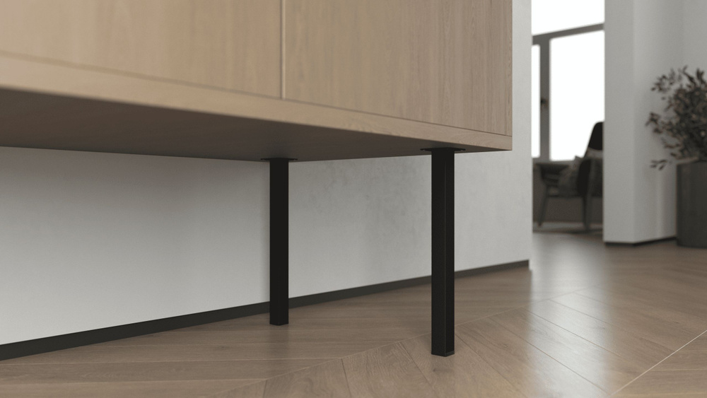 Опоры мебельные / ножки для мебели EDSON PL-001 300*25*25 BLACK, порошковая окраска (комплект 4 штуки) #1