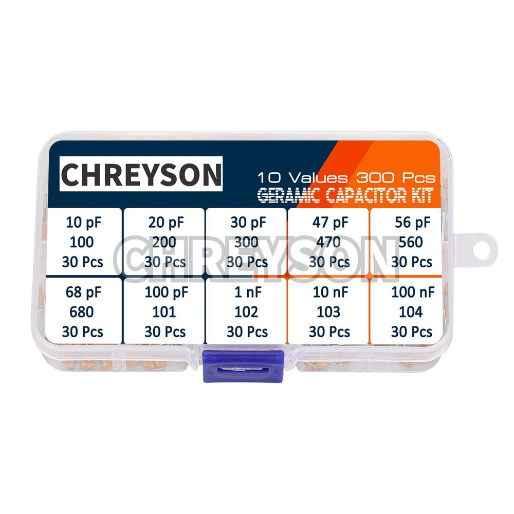 300 Шт 10 значений 10 пФ-100 нФ Многослойный монолитный керамический ...